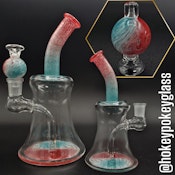 Hokey Pokey Glassworks -  Rocket Pop/Red/White/Blue Rig w/Bubble Cap