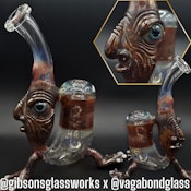 Gibson Glassworks X Vagabond Glass X Vancouver Hub Collab Sculpted Face Giblock Rig w/Silver Fuming