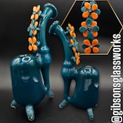Gibson Glassworks X Vancouver Hub Collab Giblock Rig Blue w/Opal Legs and Flowers w/Opals
