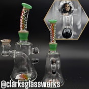 Clark's Glassworks - Rasta Wigwag w/ Crushed Opal Nub & Bob Marley Millie