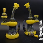 Al Gore Glass - Fully Worked Yellow/Blue Wig Wag Banger Hanger Rig and Cap Set
