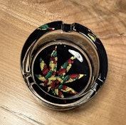 Glass Ashtray- multi-coloured leaf