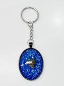 Bud Kitten Blue Oval Keychain