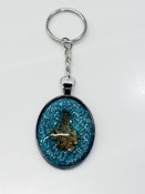 Bud Kitten Teal Oval Keychain