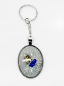 Bud Kitten Lapis Lazuli Oval Keychain