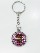 Bud Kitten Pink Metallic Round Keychain