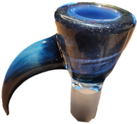 Cumberland Glassworks| 14mm iridescent blue over periwinkle Funnel Bowl w/large horn pull