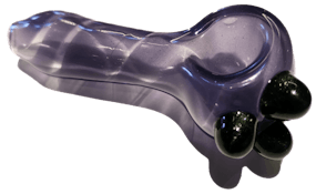 Cumberland Glassworks|Purple swirl spoon w/green dots