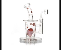 Red eye glass 8 inch tall heart concentrate rig