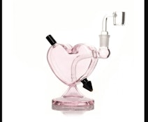 Red eye glass 4 inch tall pink Cupid concentrate rig