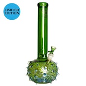 Red Eye Glass - 15" Blow Fish Bubble Base Water Pipe - Green