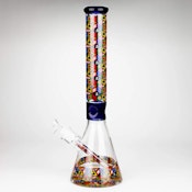 17" Color accented 7 mm glass water bong With Poker Design Blue