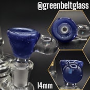 Green Belt Glass 2024 Single Hole Opal Accented Slides- 14mm #1 Blue Satin
