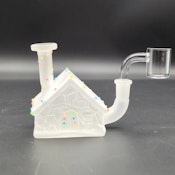 MAQ - 3" FROSTED CHRISTMAS HOUSE DAB RIG W/ GLOW-IN-THE-DARK LIGHTS