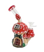 Glass Water Rig - 7 Inch - Fairytale Mushroom - Red