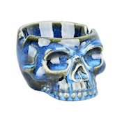 Glazed Skull Ashtray - 4.75" BLUE