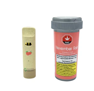 November Rain - Strawberry Drizzle Hybrid 0.5g biodegradable AIO vape November Rain